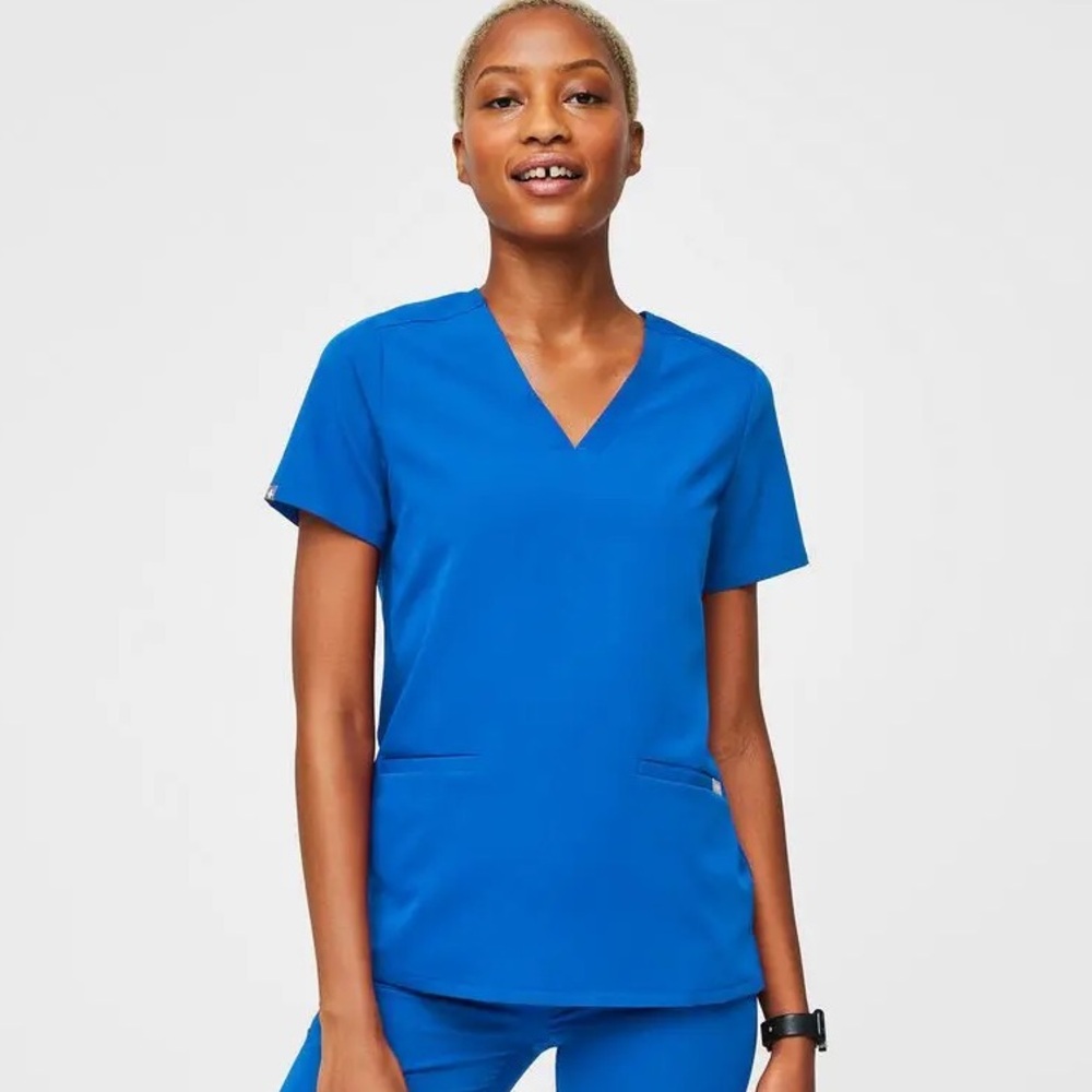 Figs V-Neck Scrub Top in Cobalt Blue
